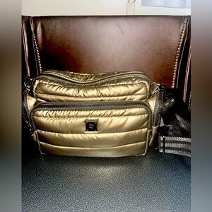 Think Royln Gold Quilted Crossbody Bag NWOT
